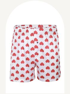 These heart printed classic boxer shorts are both cute and comfortable. Made with soft materials, they are perfect for lounging or as a stylish addition to your everyday wardrobe. With a fun and playful design, these boxers are sure to make you smile. Heart Boxers, Sports Lounge, Cute Love Heart, White Boxers, Mens Boxer Shorts, Silk Sleepwear, Lips Print, Valentine Special, Boxer Shorts