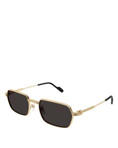 Cartier Premiere De Cartier 24 Carat Gold Plated Rectangular Sunglasses, 56mm Protection Logo, Rectangular Sunglasses, Cartier, Mens Sunglasses, Jewelry Accessories, Gold Plate, In Store, Buy Online, Sunglasses