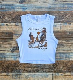 Amigos Baby Tee, Horseshow Country Crop Tank and baby tee.  Women's Country Crop Top Tee. Country Crop Tops, White Graphic Print Top For Festival, White Cotton Tops With Custom Artwork, Graphic Tee With Screen Print For Festival, Casual Summer Tops With Custom Artwork, Cotton Tops With Front Print For Music Festival, Summer Graphic Tee With Custom Artwork, Cotton Tops With Custom Artwork For Summer, White Bohemian Top With Screen Print