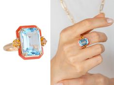 Art Deco Style 14K Gold Enameled Sky Topaz Citrine Ring Gold metal: 14k Yellow Gold Diamond Shape: Round Cut Main Stone: 5.68 Carats Side Stones: 0.87 Carats Total Carat Weight: 6.55 Carats Color: Sky Blue Clarity: Clean Comments: Art Deco Style Cut: Very Good Please feel free to contact me for any questions or details , gold upgrades, diamond upgrades etc' We are fully behind every diamond and piece of jewelry that we sell. It is vital for us that you are totally happy with your purchase. Confl Gemstone Enamel Ring, Art Deco Enamel Ring As A Gift, Art Deco Enamel Ring As Gift, Fine Jewelry Enamel Ring With Gemstone, Luxury Enamel Gemstone Ring For Gift, Fine Jewelry Enamel Ring, Formal Enamel Ring With Gemstone, Enamel Multi-stone Rings As A Gift, Wedding Rings With Gemstone And Enamel