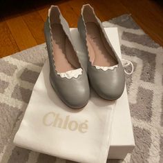 Never Worn Chloe Lauren Scalloped Ballet Flats. Color: Grey And Size 35.5/5.5. Beautiful And Soft Leather. Time For Them To Be Worn And Loved. Shoe Bags And Boxes Are Included. Chloe Shoes, Shoe Bags, Ballet Flat, Ballet Flats, Soft Leather, Loafer Flats, Chloe, Loafers, Ballet