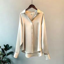 Satin Bluse, Satin Long Sleeve, Estilo Chic, Color Champagne, Vintage Blouse, Satin Shirt, Simple Shirts, Plus Size Kleidung, Look Casual