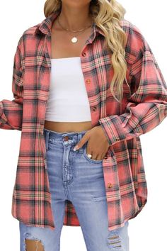 Flannel Shirts For Women, Plaid Print Shirt, Business Casual Blouse, Plaid Shirt Women, Womens Flannel Shirt, Loose Fit Shirts, Flannel Shirts, Flannel Women, Shirt Blouses Tops