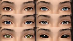 many different colored eyes are shown in this image