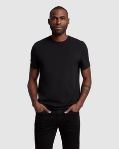 Black Shirt Silhouette, Man In Black, 7 For All Mankind, The Details, Black Tee, Black Men, Off White, Crew Neck, T Shirt