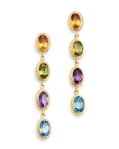 Bloomingdale's Multi-Gemstone Oval Bezel Set Drop Earrings in 14K Yellow Gold - 100% Exclusive Gem Stone Jewelry, Color Stones Jewelry, Colored Gemstones, Exclusive Jewelry, Fabulous Jewelry, Accessories Jewelry Earrings, Gems Jewelry, Jewelry Inspo, Minimalist Earrings