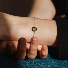 "Letter Bracelet, 14K Gold Bracelet, Custom Gold Bracelet, New Mom Jewelry, Name Bracelet, Initial Bracelet, Gold Disc Bracelet, Gold Initial jewelry, 14K Dainty Bracelet, Gold Personalized, 14K Gold Initial, Gold Gift for Her, Gold Disc Initial, Gift for Mother Personalized bracelet in 14K solid gold. Create your bracelet exactly as you want it. Write your name's initial or the initial of your beloved. 100% handcrafted with love! D E T A I L S ● Metal: 14K Solid Gold, 14K Solid White Gold, 14K Gift 14k Yellow Gold Bracelet, 14k Yellow Gold Bracelet Gift, 14k Gold Name Bracelet With Initials For Anniversary, 14k Gold Initials Name Bracelet For Anniversary, Dainty 14k Gold Bracelet For Personalized Gift, Dainty 14k Gold Bracelet As Personalized Gift, Luxury Gold Bracelets With Initials, 14k Gold Round Chain Bracelet, Minimalist Yellow Gold Bracelets With Initials