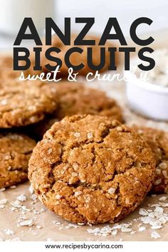 anzac biscuits with oats and crumbs on the side