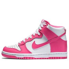 Retro High-top Custom Sneakers, Pink Basketball Shoes With Gum Sole For Streetwear, Retro Pink Basketball Shoes, Casual Pink Wedge Sneakers For Sports, Nike High-top Sneakers, Pink Basketball Shoes With Gum Sole For Sports, Pink High-top Custom Sneakers For Streetwear, Pink High-top Sneakers With Vulcanized Sole, Pink High-top Casual Wedge Sneakers