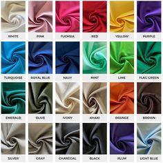 the different colors of satin fabric