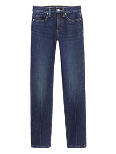 High-Rise Slim Ankle Jean | Banana Republic Fitted Straight Jeans With Five Pockets, Classic Fitted Cropped Jeans For Work, Fitted Straight Silhouette Denim Jeans, Dark Wash Stretch Straight Cropped Jeans, Classic Stretch Jeans For Work, Fitted Straight Cropped Jeans In Denim Blue, Classic Fitted Cropped Jeans With Tapered Leg, Fitted Cropped Jeans With Straight Hem And Five Pockets, Fitted Cropped Jeans In Denim Blue With Straight Hem