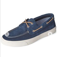 Brand: Sperry Size: 11 Color: Navy Condition: New Casual Suede Boat Shoes, Blue Leather Sneakers For Summer, Casual Blue Suede Boat Shoes, Casual Blue Slip-on Boat Shoes, Blue Low-top Leather Boat Shoes, Navy Low-top Casual Boat Shoes, Blue Leather Low-top Boat Shoes, Casual Lace-up Sneakers For Boating, Sperry Shoes