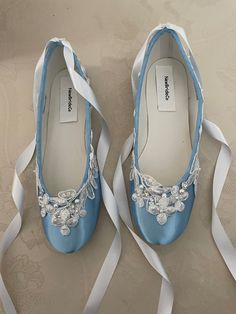 Blue Flat Heel Wedding Shoes, Blue Flat Wedding Shoes, Light Blue Round Toe Wedding Shoes, Blue Round Toe Wedding Shoes, 1700s Shoes, Blue Ballerina Shoes, Blue Wedding Accessories, Blue Ballet Shoes, Blue Satin Shoes