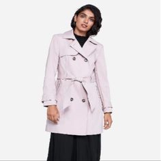 New With Tags Beautiful Express Pink Trench Coat With A Purple Undertone. Size Small. White Teddy Coat, Leather Trench Coat Woman, Red Raincoat, Fur Lined Coat, Pink Trench Coat, Tan Trench Coat, Green Trench Coat, Khaki Trench Coat, Leather Coat Womens