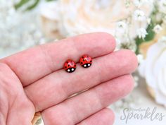 Ladybug titanium earrings for girls Minimalist earrings | Etsy Red Hypoallergenic Dainty Earrings, Small Red Jewelry Perfect For Gifting, Small Red Jewelry For Gift, Hypoallergenic Red Earrings For Gift, Dark Blue Earrings, Silhouette Earring, Horse Earrings, Earrings For Girls, Dog Earrings