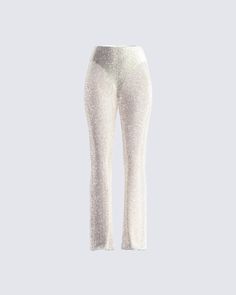 The club is literally calling your name 🤩 Take on the night, sparkling with every step you take in these high-waisted cream pants - Constructed from a rhinestone fishnet, and complete with an elastic waistband, and a fitted bootcut 🤍 Leave little to the imagination -- pants are sheer & undergarments are not included 👀 Finesse Outfit, White Corset Dress, Sequin Pant, Rhinestone Fishnets, Doctor Outfit, Future Of Fashion, Cruel Summer, Cream Pants, Best Friend Outfits