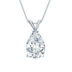 Pear Cut Diamond, Pear Cut, Solitaire Pendant, Box Chain, Diamond Solitaire, Diamond Pendant, Spring Rings, Prong Setting, Pear