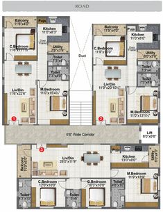 the floor plan for two bedroom apartment with balcony and living room in one area, which is