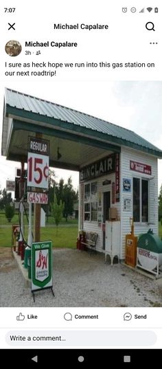 an image of a gas station on facebook