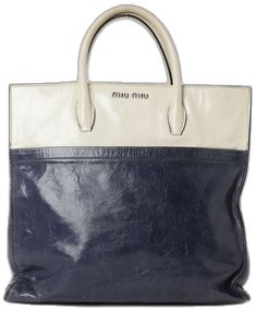 Miu Miu Handbags, Bowling Bags, Navy White, Tote Handbags, Miu Miu, White Leather, Navy And White, Japan, Tote Bag