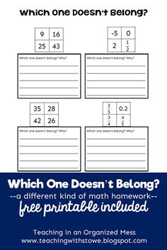 the worksheet for which one doesn't belong? is shown in blue and white