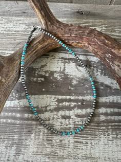 Introducing our Caribou Necklace in silver. Featuring faux navajo pearls and turquoise, this dainty necklace is perfect for everyday wear. Add a unique touch by having us layer it for you. A must-have accessory for western fashion lovers. 16" long Navajo Pearls And Turquoise Necklace, Simple Western Jewelry, Turquoise And Pearl Jewelry, Teal Jewelry Western, Cute Western Jewelry, Western Jewelry Necklace, Country Accessories, Real Turquoise Jewelry, Western Fashion Jewelry