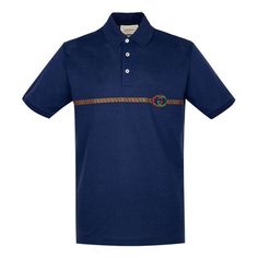 GUCCI Logo-embroidered polo shirt 'Navy' 598957-XJB0V-4684 Gucci Cotton Short Sleeve Polo Shirt, Gucci Cotton Polo Shirt, Classic Gucci Cotton Polo Shirt, Casual Gucci Cotton Polo Shirt, Gucci Classic Cotton Polo Shirt, Gucci Casual Collared Polo Shirt, Casual Gucci Polo Shirt, Casual Gucci Collared Polo Shirt, Gucci Classic Short Sleeve Polo Shirt