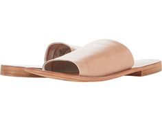 Free People Vicente Slide Sandal - Women's Shoes : Natural : Slip into pure comfort and style with the full leather Free People Vicente Slide Sandals featuring a single strap over the foot with soft leather lining and sleek, leather footbed. Stacked heel with leather outsole and heel patch. Imported. Measurements: Heel Height: 1 2 in Weight: 6 oz Product measurements were taken using size 38 (US Women's 8), width M. Please note that measurements may vary by size. Weight of footwear is based on a Spring Leather Sandals With Leather Lining, Leather Sandals With Leather Lining For Spring, Leather Slip-on Sandals With Removable Insole, Leather Slip-on Footbed Sandals For Spring, Leather Sandals With Leather Footbed For Spring, Leather Sandals With Textured Footbed For Spring, Spring Leather Sandals With Textured Footbed, Spring Closed Toe Slides With Leather Sole, Leather Slides With Textured Footbed For Spring