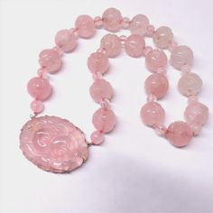 Chinese Art Deco Style Shou Carved Rose Quartz Sterling Silver Pendant Necklace | eBay Luxury Pink Collectible Jewelry, Luxury Pink Jewelry Collectible, Luxury Pink Oval Necklace, Luxury Carved Necklaces, Art Deco Carved Round Jewelry, Art Deco Oval Necklaces, Exquisite Pink Gemstone Necklace, Exquisite Pink Gemstone Necklaces, Exquisite Pink Necklace For Gift