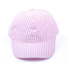 This Stripe Kids Hat is the perfect way to keep your little one from getting too much sun while still letting them have some fun! With UPF 50+ protection, this cap helps ensure your toddler stays safe in the sun. Available in pink and light blue to suit your styles, you can personalize it with a monogram for that extra special touch. Adjustable Pink Sun Hat With Uv Protection, Trendy Pink Adjustable Sun Hat, Adjustable Pink Casual Sun Hat, Casual Pink Sun Hat With Adjustable Fit, Casual Adjustable Pink Sun Hat, Casual Pink Adjustable Sun Hat, Summer Hats With Uv Protection For Playtime, Spring Cotton Snapback Hat For Beach, Playful Adjustable Hats With Upf 50+