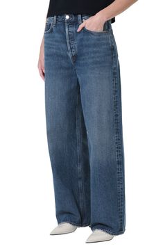 AGOLDE Low Slung Baggy Jeans | Nordstrom Fabric Gift Bags, Nordstrom Store, Fabric Gifts, Free Fabric, Anniversary Sale, Baggy Jeans, Recycled Cotton, Vintage Inspired, Full Length