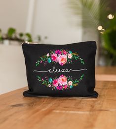 "Please note, this bag features an all-lowercase font. :) Go check out our matching Tote here! --> https://etsy.me/2PYKMzn ║ ABOUT OUR MAKEUP BAGS ║ ◆ Size: 9.5″W x 7″H ◆ No gusset, perfect size for holding all of your beauty products! ◆ Color: Black, featuring a rose gold zipper & pull ◆ Material: 100% Cotton ◆ Care: Spot clean with mild soap and water. ◆ Image is professionally screen printed to ensure vibrant images. ◆ Sending as a gift? Don't worry; no paper invoices are added to our Personalized Pouch Cosmetic Bag For Daily Use, Personalized Cosmetic Pouch Bag, Personalized Pouch Cosmetic Bag, Personalized Gift Bag With Zipper, Personalized Zipper Pouch Bag, Black Clutch Cosmetic Bag Gift, Black Clutch Cosmetic Bag As Gift, Rectangular Black Cosmetic Bag Gift, Black Zipper Pouch For Gift