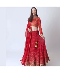 in stock Red Hand Embellished Lehenga With Traditional Drape, Red Hand Embellished Traditional Lehenga, Hand Embellished Red Lehenga For Reception, Traditional Red Lehenga For Evening, Formal Red Lehenga With Sheer Dupatta, Red Silk Lehenga With Sheer Dupatta, Bollywood Style Red Hand Embellished Sharara, Traditional Red Sharara For Formal Occasions, Red Traditional Sharara For Formal Occasions