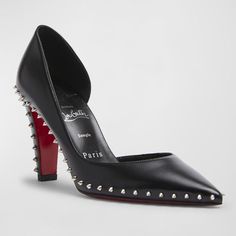 Christian Louboutin Vidura 85 Smooth Calf Leather Pumps With Silvertone Spike Trim 85 Mm Stiletto Heel Pointed Toe D'orsay Silhouette Slip-On Style Signature Louboutin Red Leather Outsole Made In Italy Designer Color: Black. Size: 36.5 Eu (Insole Measures Approx. 10 Inches, Heel: 3.25"). Please Keep In Mind The Toe Is Pointed. Typically Cl Shoes Run Small. Brand New In The Original Louboutin Box With Louboutin Signature Dust Bag. Evening Calf Leather Court Shoes With Sculpted Heel, Evening Court Shoes With Sculpted Heel In Calf Leather, Calf Leather High Heels For Evening, Luxury Evening Court Shoes With 4-inch Heel, Low Heel Court Shoes With Red Sole For Evening, Party Court Shoes With Sculpted Heel In Calf Leather, Evening Court Shoes With Red Sole And Low Heel, Elegant Evening Heels In Calf Leather With Closed Toe, Evening Calf Leather Low Heel Heels