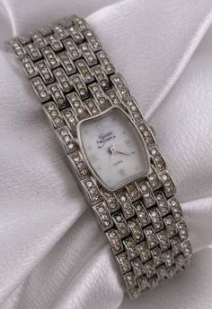 Vintage Suzanne Somers Crystal Embellished Wide Bracelet Watch Cocktail Classy   | eBay Suzanne Somers, Wide Bracelet, Crystals