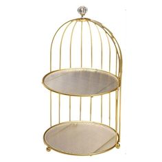 two tiered gold metal birdcage