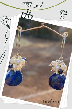 Our lapis lazuli and pearl eardrops encapsulate the serene beauty of the night sky and the purity of the ocean, perfect for any occasion. #lapisearring#dropearring#wirewrap#silverearring#beachstyle#boohojewelry Handmade Elegant Long Drop Chandelier Earrings, Handmade Sterling Silver Bohemian Earrings, Elegant Wire Wrapped Hoop Earrings Gift, Elegant Round Wire Wrapped Jewelry, Handmade Bohemian Sterling Silver Earrings, Handmade Elegant Teardrop Earrings, Handmade Elegant Adjustable Chandelier Earrings, Elegant Adjustable Nickel-free Teardrop Earrings, Handmade Adjustable Elegant Chandelier Earrings