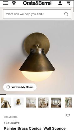 an image of a light fixture on the wall above it's own website page