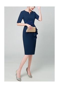 10% off now! Shop elegant sheath short sleeved cocktail dress knee length with appliques online. Sheprom offers formal, party, casual & more style dresses to fit your special occasions. Spring Mother Of The Bride Dressy Dress, Spring Evening Knee-length Short Sleeve Dress, Fitted Half Sleeve Dress For Wedding Guest, Midi Length Cocktail Mother Of The Bride Dress, Spring Formal Knee-length Mother Of The Bride Dress, Formal Midi Length Mother Of The Bride Dress, Fitted Knee-length Mother Of The Bride Dress, Elegant Short Sleeve Dress For Wedding Guest, Fitted Short Sleeve Dress For Evening