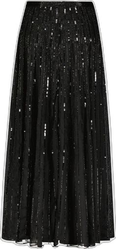 Elegant Black Sequin Fabric With Contrast Sequin, Chic Party Chiffon Skirt, Chic Chiffon Party Skirt, Elegant Skirt For Festive Night Out, Chic Chiffon Skirt For Party, Elegant Festive Skirt For Night Out, Glamorous Black Sequined Skirt, Glamorous Long Embellished Skirt, Long Sequined Party Skirt