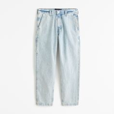 Our on-trend loose jeans that are relaxed and loose-fitting through the hip and thigh in our 100% cotton no-stretch fabric and broken-in denim feel. Features a light wash, painter-style utility details and a clean hem. Utility Style Relaxed Fit Jeans For Elevated Casual, Relaxed Fit Utility Jeans For Elevated Casual, Faded Straight Leg Relaxed Fit Cargo Jeans, Casual Cropped Jeans With Patch Pockets And Tapered Leg, Light Wash Relaxed Fit Cargo Jeans With Five Pockets, Light Wash Relaxed Fit Cotton Cargo Jeans, Washed Tapered Leg Cropped Jeans, Light Wash Relaxed Fit Cargo Jeans, Relaxed Fit Light Wash Cotton Cargo Jeans