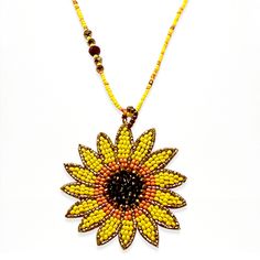 20" Handcrafted Bohemian Sunflower Design Jewelry With Round Beads, Bohemian Faceted Beads Necklaces For Summer, Bohemian Necklace With Faceted Beads, Bohemian Flower Necklace With Round Beads For Beach, Summer Bohemian Necklace With Faceted Beads, Bohemian Summer Jewelry With Sunflower Design, Bohemian Beach Flower Necklace With Round Beads, Bohemian Sunflower Design Jewelry For Summer, Summer Floral Beaded Chain Necklace