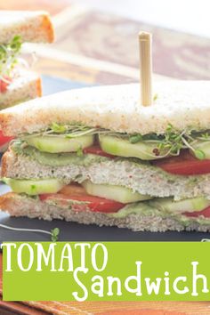 there is a sandwich with cucumbers and tomatoes on it