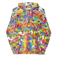 Rainbow Brite men's & woman's hoodie This comfy unisex hoodie has a soft outside with a vibrant print and an even softer brushed fleece inside. The hoodie has a relaxed fit, and it's perfect for wrapping yourself into on a chilly evening. * 70% polyester, 27% cotton, 3% elastane * Fabric weight: 8.85 oz/yd² (300 g/m²) * Soft cotton-feel fabric face * Brushed fleece fabric inside * Double-lined hood with design on both sides * Unisex style * Comes with drawstrings * Overlock seams "slow fashion" Pop Culture Hooded Sweatshirt With Character Print, Multicolor Cartoon Print Hooded Hoodie, Pop Culture Winter Hoodie With Character Print, Spring Cartoon Print Sweatshirt For Streetwear, Pop Culture Graphic Print Hoodie, Fun Graphic Print Hoodie For Streetwear, Fun Long-sleeve Hoodie With Cartoon Print, Fun Long Sleeve Hoodie With Cartoon Print, Pop Culture Hoodie