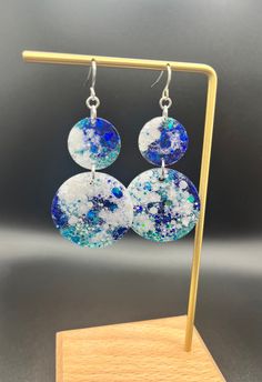 Lightweight multi colored resin earrings. Modern Round Resin Earrings, Multicolor Resin Dangle Jewelry, Multicolor Resin Earrings, Multicolor Round Resin Earrings, Trendy Multicolor Resin Earrings, Multicolor Resin Drop Earrings, Multicolor Resin Earrings For Pierced Ears, Grants Pass, Resin Earrings