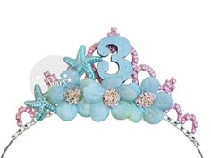 Celebrate your special day with this enchanting mermaid headband crown. Perfect for all ages, it adds a touch of magic to any birthday outfit." Rhinestone Metal Crystal crown- That will last for many years to come and will make great keepsake. To Choose the style that you like - You need to click each style in the scroll down menu and the pictures change according to the style that you click :) Personalized First Birthday Tiara, Baby Princess Tiara, Number Personalized Baby Birthday Crown Tiara ,Girls 1st Baby Birthday Headband Crown.  ONE SIZE   Fit baby, toddler kids and adults  If you buy crown please Enter the NUMBER that you want on the crown. The color of the number can be custom from The  available colors  - if you don't write note about the color you will get the color like the mai Baby Birthday Crown, Mermaid Headband, Ariel Little Mermaid, Birthday Mermaid, Headband Crown, Birthday Tiara, New Birthday, Birthday Headband, Mermaid Crown