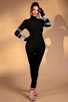 Make a statement in a long-sleeve crystal high-neck jumpsuit, epitomizing opulence and trendsetting style. Crafted with meticulous detail to elevate your allure, perfect for upscale events and glamorous outings. Handmade customization Fabric composition: 90% polyester fiber, 10% spandex Washing method: hand wash or dry clean Popular elements: rhinestone Glamorous Evening Bodysuit, Elegant Evening Bodysuit For Party Season, Elegant Party Bodysuit For Party Season, Elegant Embellished Fitted Bodysuit, Fitted Long Sleeve Embellished Bodysuit, Glamorous Evening Bodysuit Fitted, Elegant Bodysuit For Night Out And Party Season, Elegant Bodysuit For Night Out Party, Elegant Fitted Bodysuit For Evening