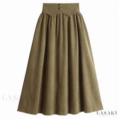 Lasaky - Stylish Retro Corduroy Solid Color High-Waisted Paneled Skirt Fall High-waist Khaki Skirt, High Waist Khaki Skirt For Fall, Fall High Waist Khaki Skirt, High Waist Corduroy Skirt With Pockets, Khaki Midi Skirt For Fall, High-waist Corduroy Skirt For Fall, High Waist Corduroy Skirt For Fall, Yoga Skirt, Modest Fits