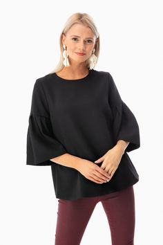 Modern and timeless, the Harper Bell Sleeve Blouse features a flowy silhouette, bell sleeves, and high neckline. Pair with your favorite skinny jeans and heels for a crisp architectural look!

Bell sleeves
Back zipper
Lined
95% polyester, 5% spandex
Care: Machine wash cold, tumble dry low Neutral Wardrobe, Romantic Tops, Bell Sleeve Blouse, The Duchess, To Shine, High Neckline, Bell Sleeve, Bell Sleeves, Sleeve Blouse