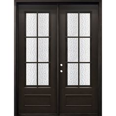 a double door with glass panels and sidelights